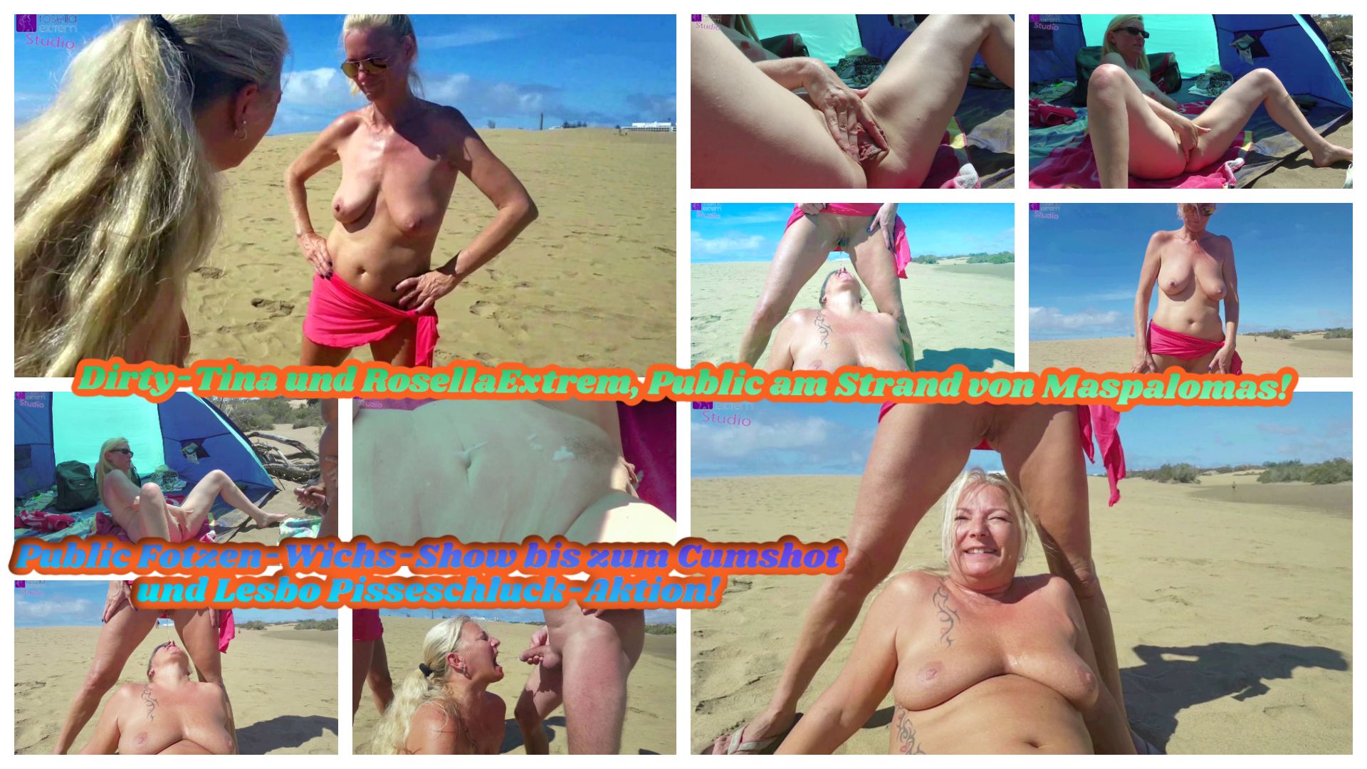 Dirty-Tina und RosellaExtrem, Public am Strand von Maspalomas!